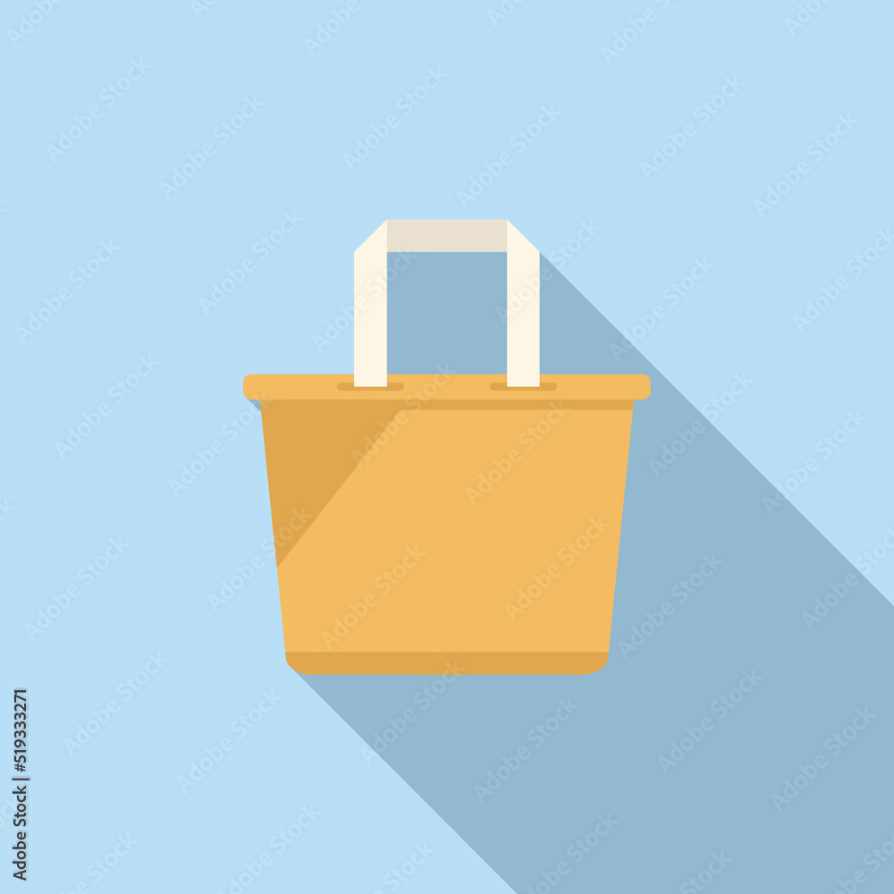 Eco textile bag icon flat vector. Food paper