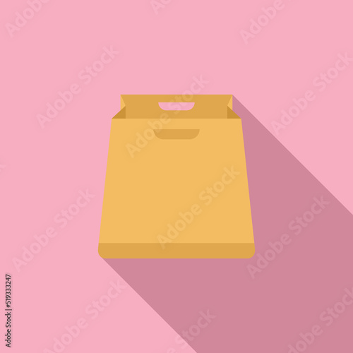 Food paper pack icon flat vector. Eco bag