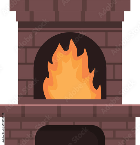 Burning furnace icon cartoon vector. Fire stove. Wood fireplace
