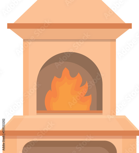 Stove furnace icon cartoon vector. Fire restaurant. Interior brick