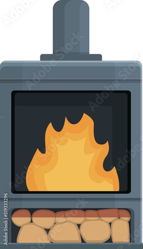 Wood furnace icon cartoon vector. Burning stove. Pizza cafe