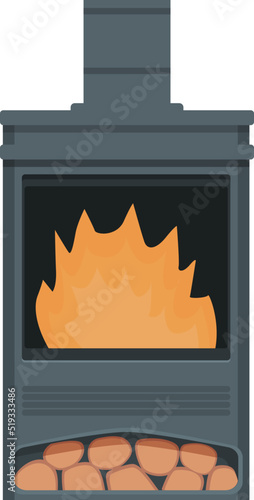 Home furnace icon cartoon vector. Burning fire. Pizza cafe