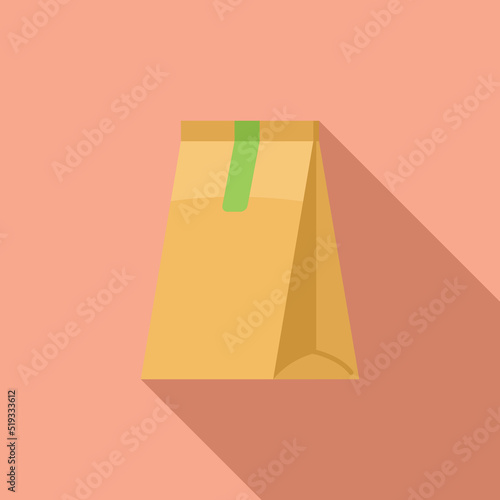 Craft box icon flat vector. Eco bag