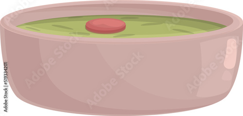 Green soup icon cartoon vector. Tart food. Dish pastel