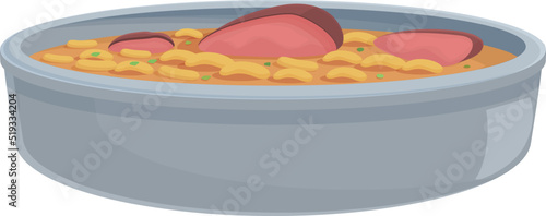 Meat pasta soup icon cartoon vector. Portugal food. Meal cuisine