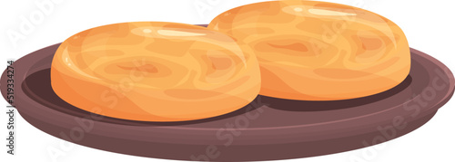 Fried food icon cartoon vector. Tart cod. Portugal egg