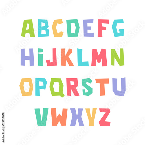 English alphabet vector design. Latin capital letters characters collection. Sans serif font.
