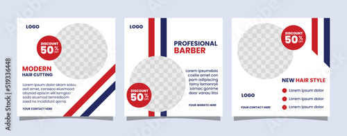 Barbershop social media post template premium vector