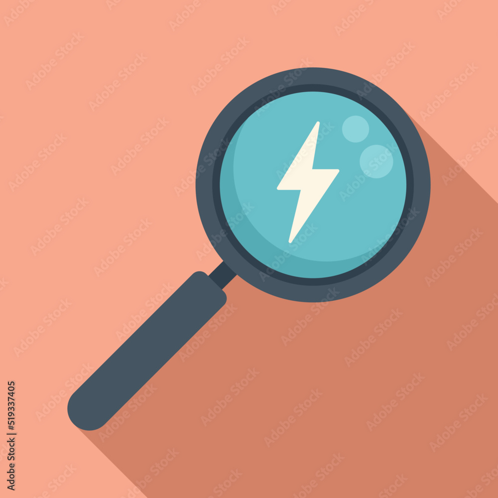 Search save energy icon flat vector. Care engineer Search save energy icon flat vector. Care engineer