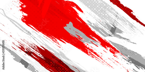 Indonesia Flag with Brush Concept. Happy Indonesian Independence Day. Flag of Indonesia in Grunge Style photo