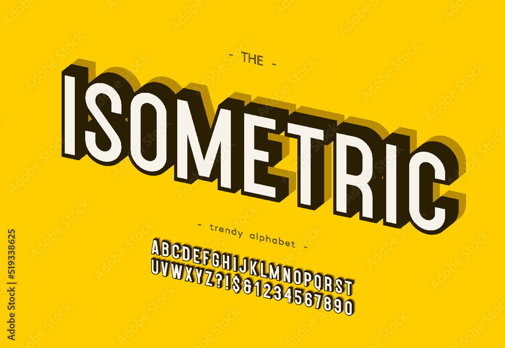 Vector bold isometric alphabet trendy typography sans serif 3d style for concept, book, promotion, poster, decoration, t shirt, sale banner, printing on fabric. Cool font. Modern typeface. 10 eps Vector bold isometric alphabet trendy typography sans serif 3d style for concept, book, promotion, poster, decoration, t shirt, sale banner, printing on fabric. Cool font. Modern typeface. 10 eps