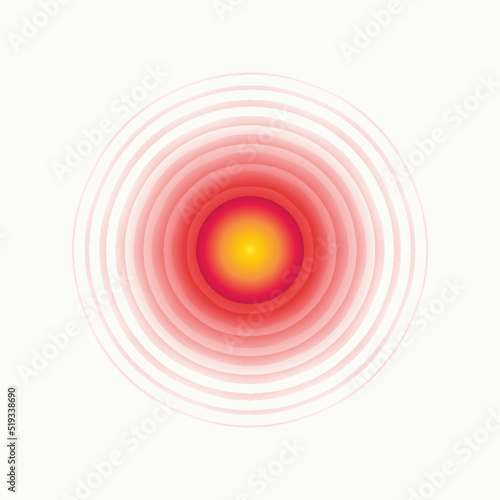 Vector pain concentration red circle icon isolated on white background for medical symbol painkiller drugs, infographic. Pain circle of headache, muscular and stomach ache designation. 10 eps