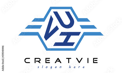 VUH three letter geometrical wings logo design vector template. wordmark logo | emblem logo | monogram logo | initial letter logo | typography logo | business logo | minimalist logo | photo
