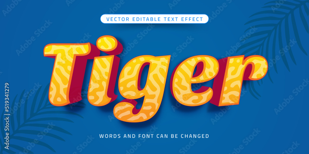 Editable text tiger 3d style effect