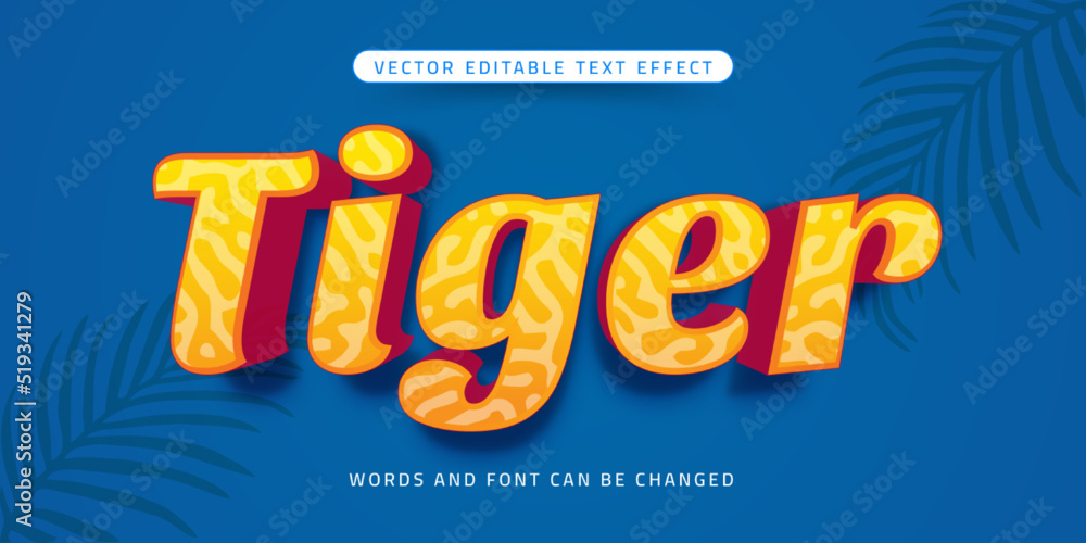 Editable text tiger 3d style effect Editable text tiger 3d style effect