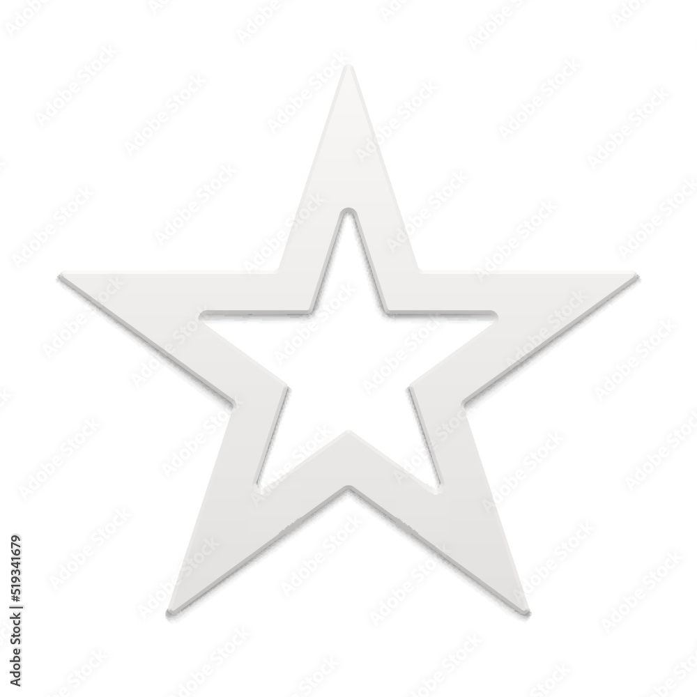 Fototapeta premium Five pointed white star 3d vector illustration