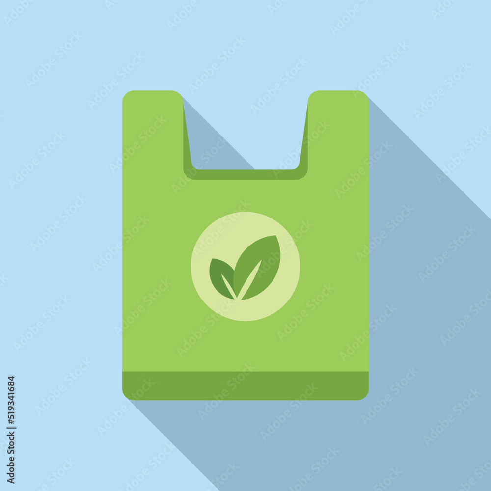 Eco bag icon flat vector. Biodegradable plastic Eco bag icon flat vector. Biodegradable plastic