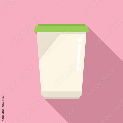 Plastic cup icon flat vector. Ocean ecology