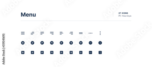 Menu UI Icons Pack Filled Style