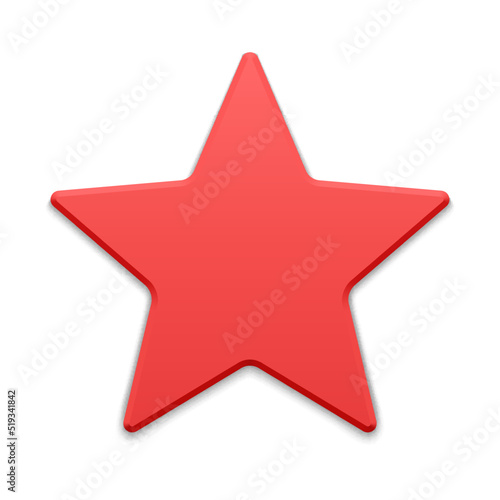 Red realistic five pointed star 3d vector illustration