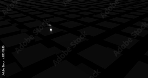 Render with dark black cubes with white bright light