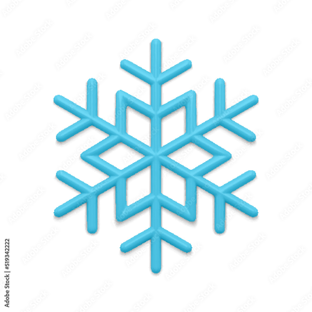 Blue ice snowflake realistic 3d vector illustration Blue ice snowflake realistic 3d vector illustration
