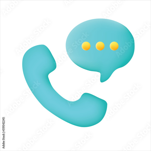 3d call and message vector illustration isolated on white background.