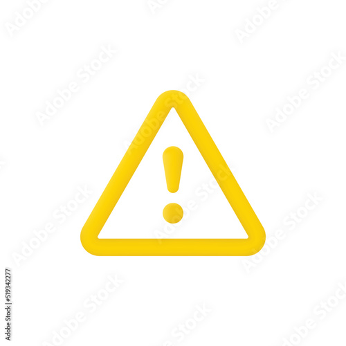 3d warning sign vector illustration isolated on white
