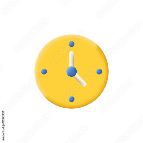 3d clock vector illustration isolated on white background