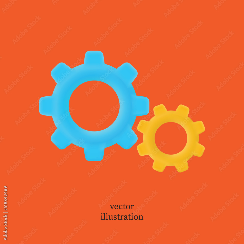 gears and cogs 3d icon