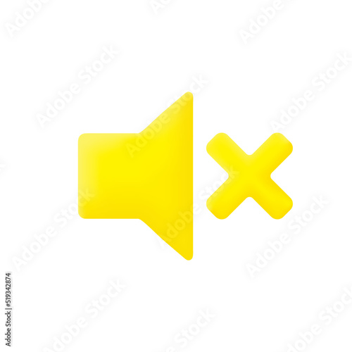 yellow mute 3d icon