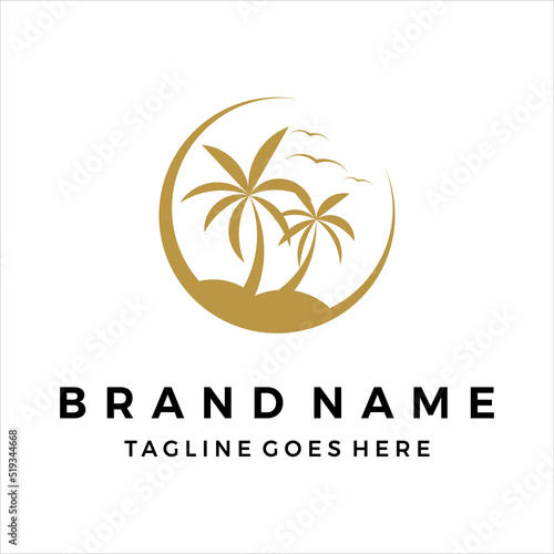 Coastal oasis logo design vector template