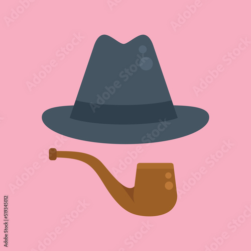 Agent smoking pipe icon flat vector. Secret service