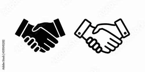 Business handshake set contract agreement flat vector icon for apps and websites