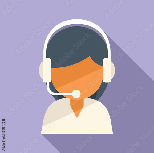 Call center agent icon flat vector. Service support