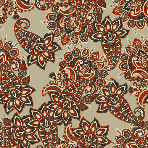 Paisley Floral oriental ethnic Pattern. Seamless Vector Ornament. Damask fabric patterns.