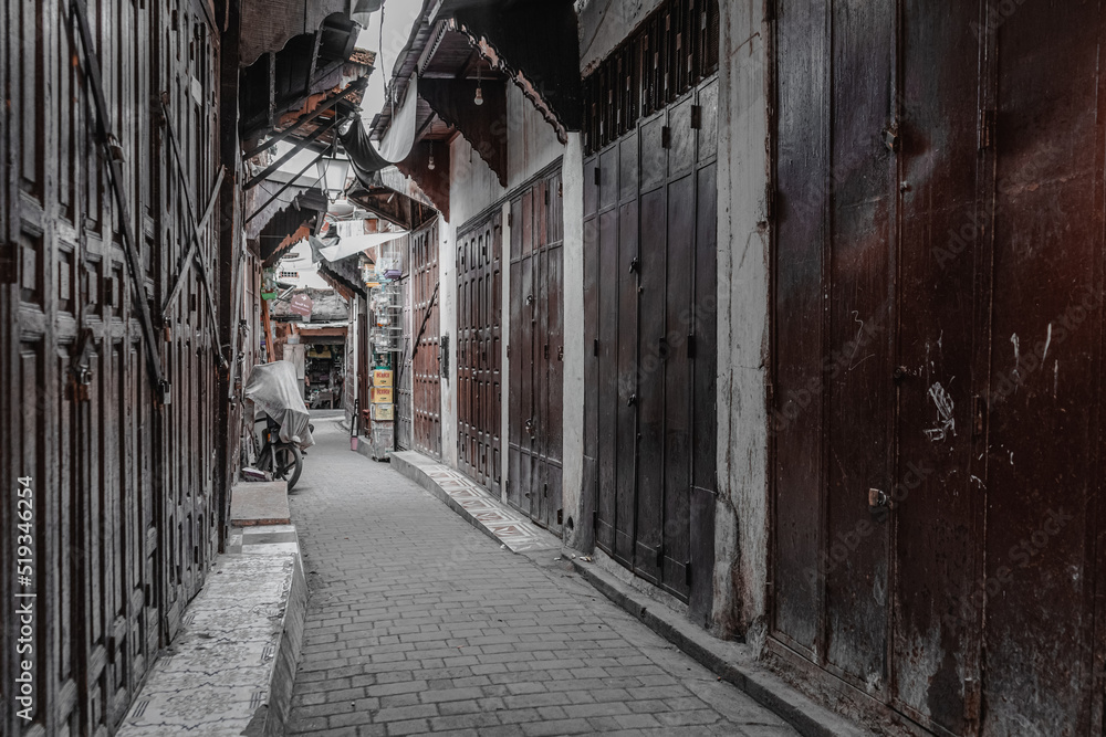 Empty street in the old Medina of Fez