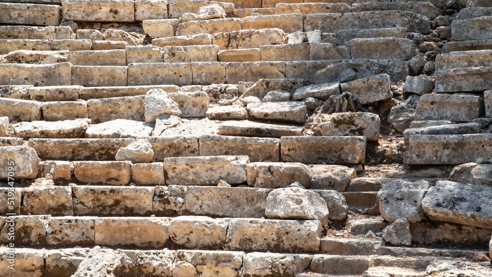 Naklejka premium Ancient city of Kedrai in Sedir island, Turkey. Ancient ruins in Sedir island