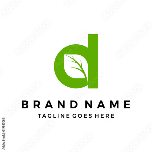 Letter D leaf icon logo vector template