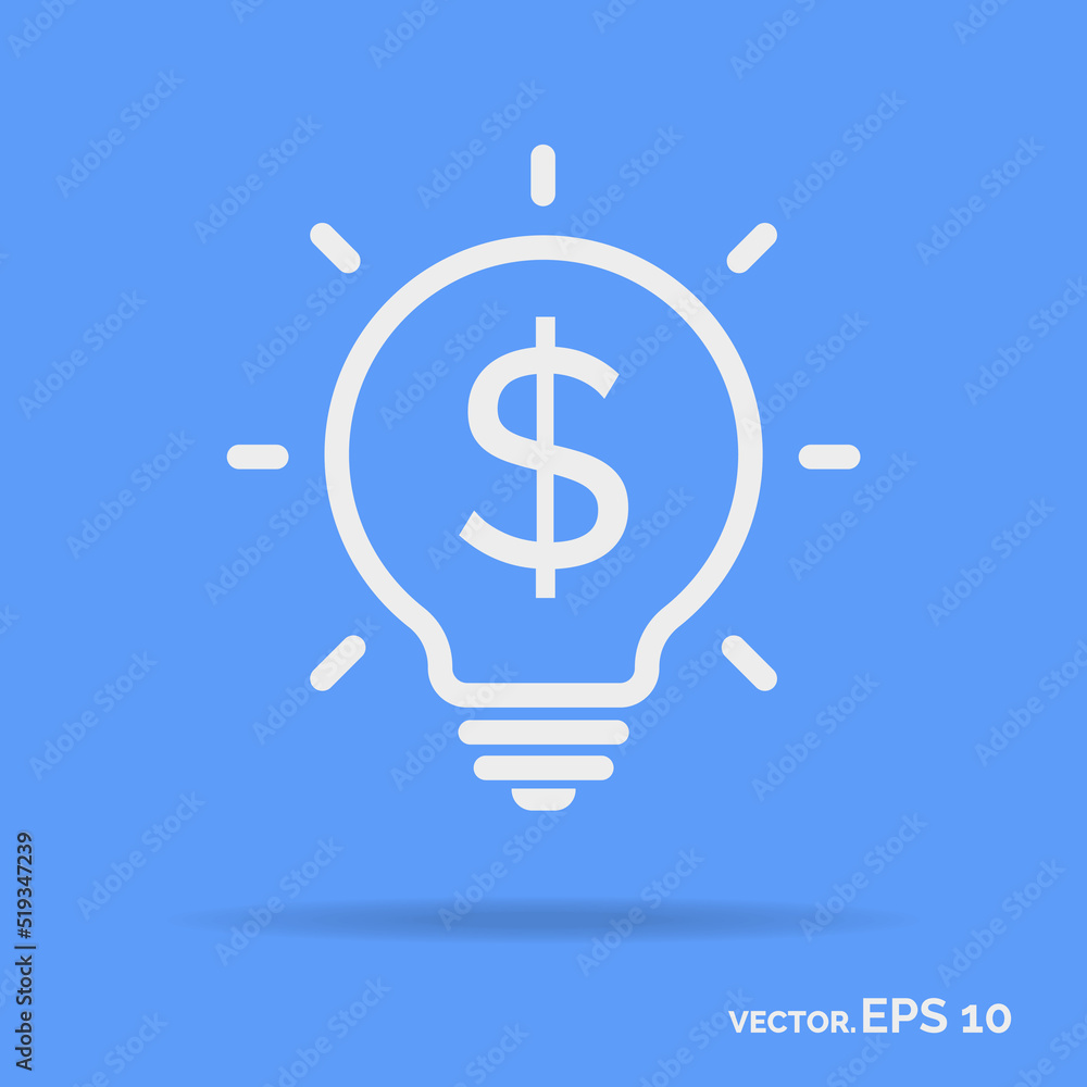 Money idea outline icon white color isolated on cyan background. Vector Illustration Money idea outline icon white color isolated on cyan background. Vector Illustration