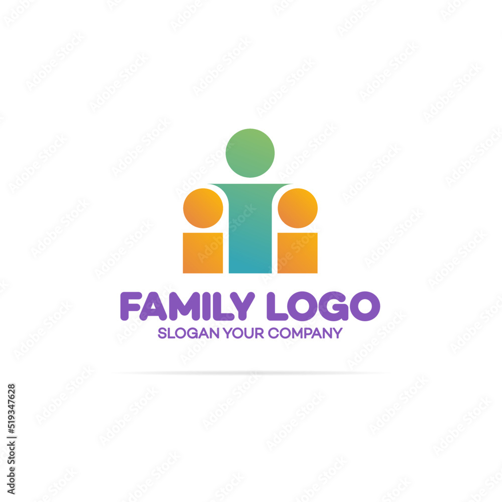 Family logo consisting of simple figures mom and two children used for family medicine practice, friendship, people, team, group logo. Vector Illustration Family logo consisting of simple figures mom and two children used for family medicine practice, friendship, people, team, group logo. Vector Illustration