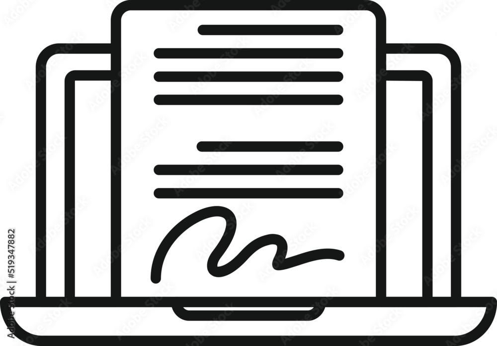Online signature icon outline vector. Agent service Online signature icon outline vector. Agent service