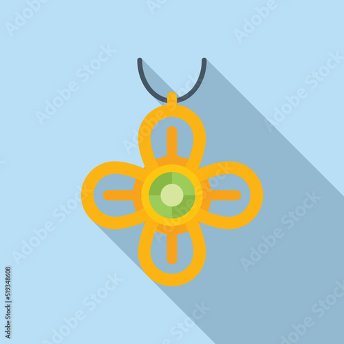 Fortune gem cross icon flat vector. Japan lucky