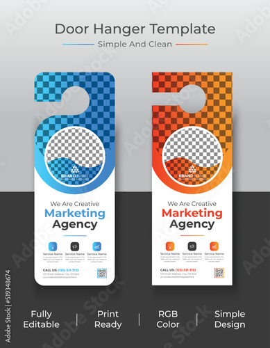 Corporate Door Hanger, Modern Door Template, Hotel door Tag Design