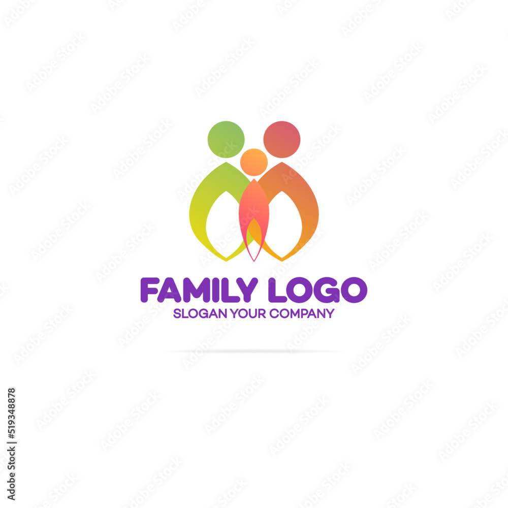 Family logo consisting of in simple figures dad, mom and child used for family medicine practice, people logo, team, group, friendship. Vector Illustration Family logo consisting of in simple figures dad, mom and child used for family medicine practice, people logo, team, group, friendship. Vector Illustration