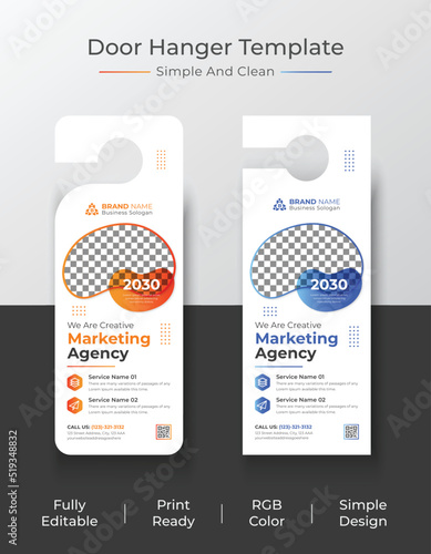 Corporate Door Hanger Design Template Or Door Tag Layout photo