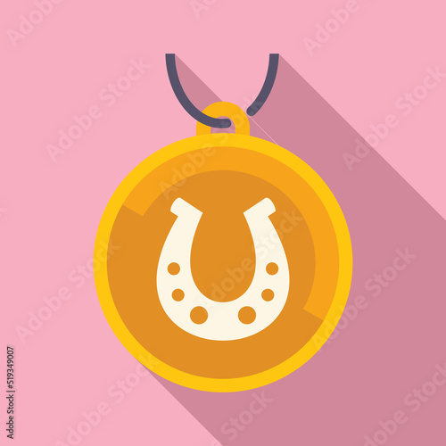 Lucky horseshoe icon flat vector. Charm japan