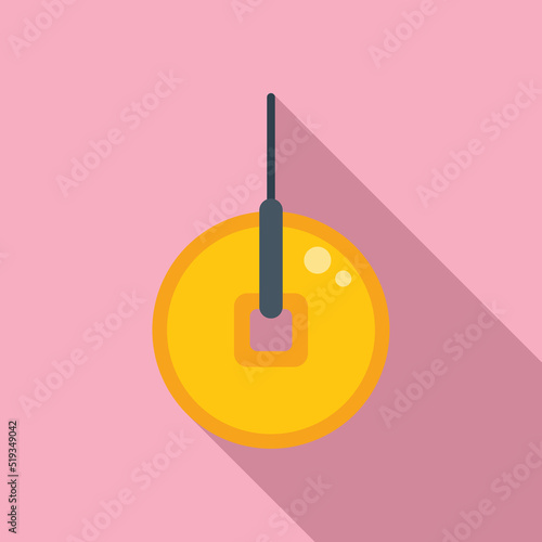 China lucky coin icon flat vector. Japan charm