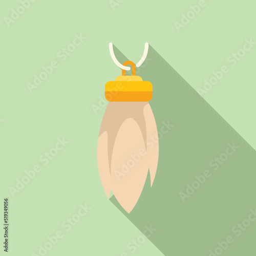 Feather lucky amulet icon flat vector. Chinese fortune