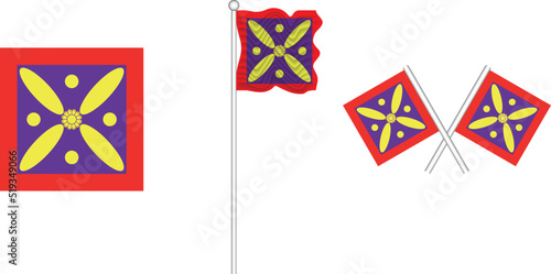 Waving Flag of Sasanian Empire on the white background vector and illustrator photo